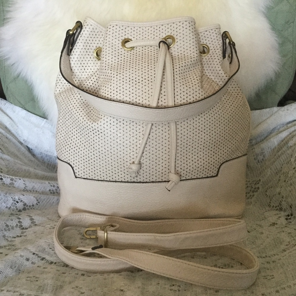 Perforated Bucket Shoulder Crossbody Bag